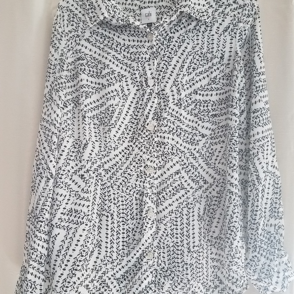 Sheer Black and White Split Back Blouse